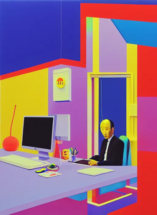 Image similar to office room by shusei nagaoka, kaws, david rudnick, airbrush on canvas, pastell colours, cell shaded, 8 k