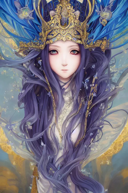 Wallpaper Anime Queen White Hair Crown Beautiful