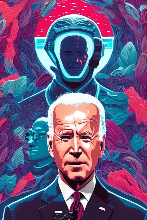 Image similar to joe biden contemplates the future, tristan eaton, victo ngai, artgerm, rhads, ross draws