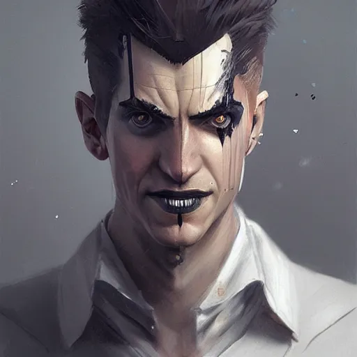 Image similar to beautiful portrait of a very confident, smirking, narcissist hisoka morow, hyper realistic, sharp, greg rutkowski, wlop, loish, dishonored 2, soft lighting