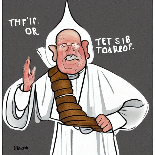 Image similar to humorous illustration of turbo pope