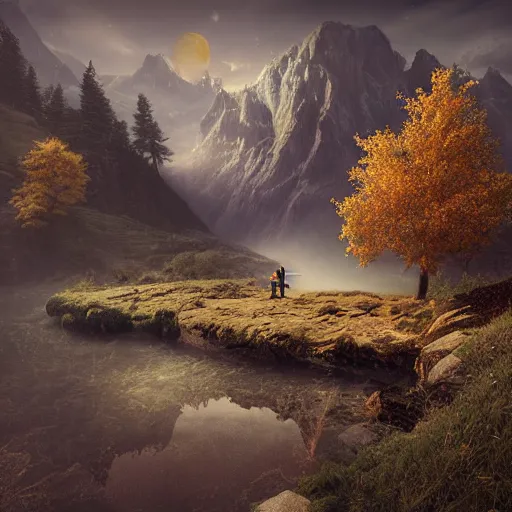 Prompt: michal karcz pixel art of a beautiful landscape. , horror theme, detailed, elegant, intricate, 4k,