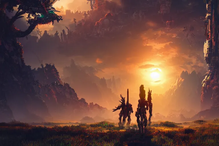 Image similar to watcher machine mecanical creature robot of horizon forbidden west horizon zero dawn bioluminiscence global illumination ray tracing hdr fanart arstation by ian pesty and alena aenami artworks in 4 k