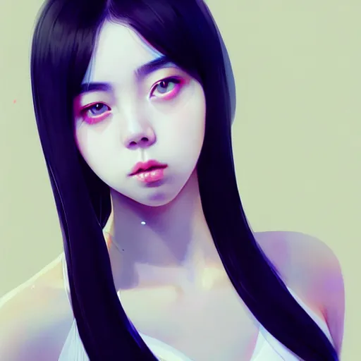 Image similar to a beautiful young korean kpop billie eilish alluring instagram model in crop top, by guweiz and wlop and ilya kuvshinov and artgerm, symmetrical eyes, aesthetic, gorgeous, stunning, alluring, attractive, artstation, deviantart, pinterest, digital art