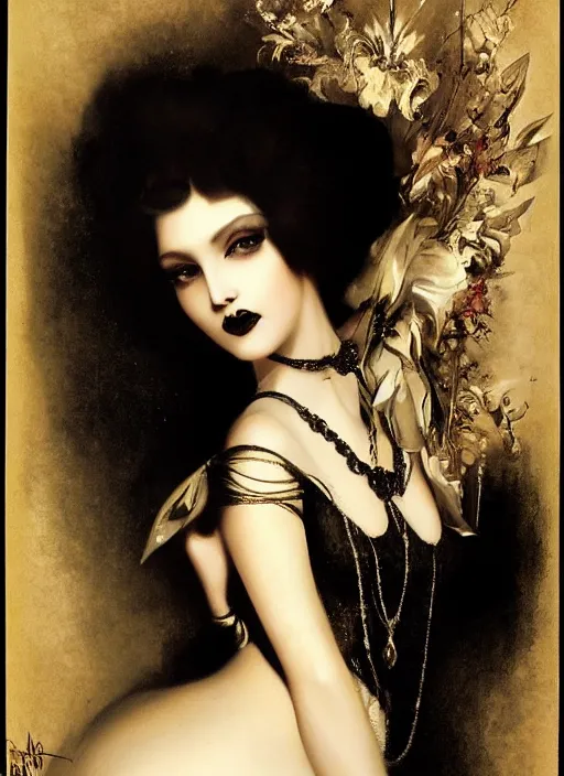 Image similar to gothic princess portrait. by william - adolphe bouguerea, by rolf armstrong, highly detailded