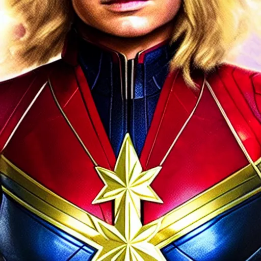 Image similar to orlando bloom as captain marvel, artstation hall of fame gallery, editors choice, #1 digital painting of all time, most beautiful image ever created, emotionally evocative, greatest art ever made, lifetime achievement magnum opus masterpiece, the most amazing breathtaking image with the deepest message ever painted, a thing of beauty beyond imagination or words