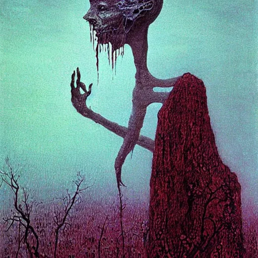 Image similar to Eldritch horror mother, painted by beksinski