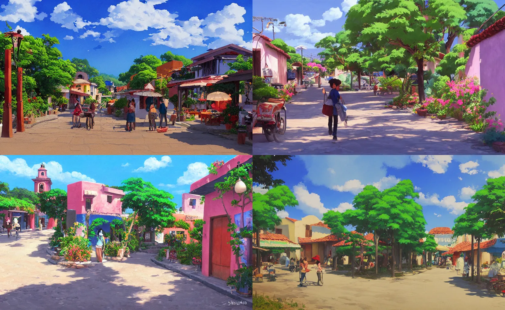 Prompt: a quaint rural Mexican town, painting by Makoto Shinkai