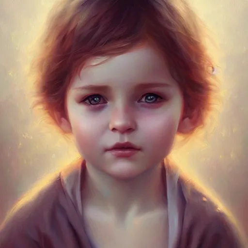 Image similar to love is patient love is kind, mother and child ; photorealistic oil painting by charlie bowater and mark blooms ; highly detailed cute faces by wlop ; trending on artstation