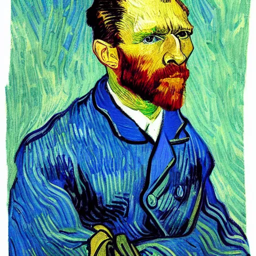 Image similar to HD painting of vincent van gogh self portrait, but instead of Van Gogh it is Xavi Hernandez