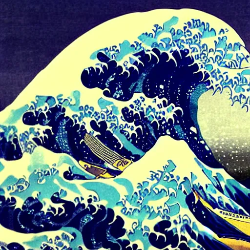 Prompt: a great big wave by katsushika hokusai