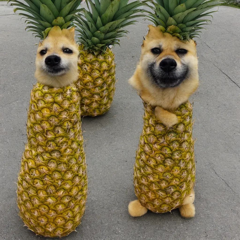 Prompt: pineapple that looks like doge