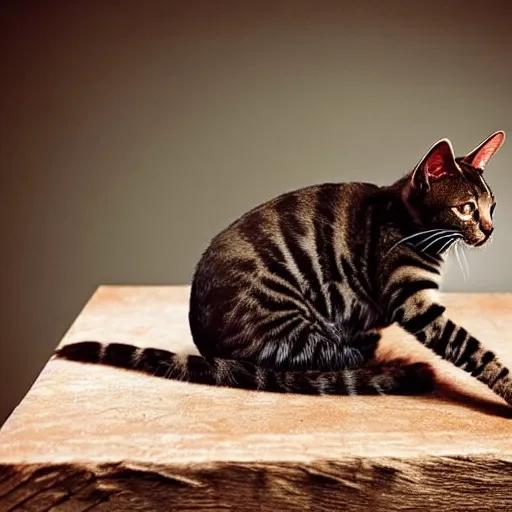 Image similar to a feline scorpion - cat - hybrid, animal photography