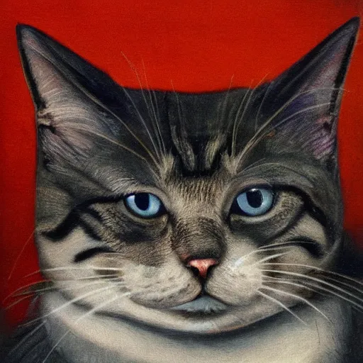 Prompt: cat einstein portrait