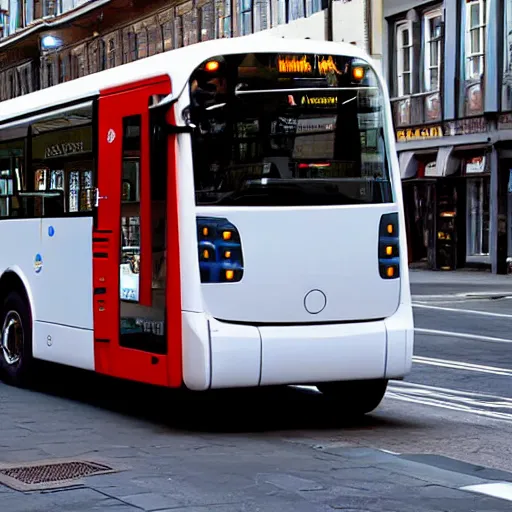 Prompt: Robotic bus in the street