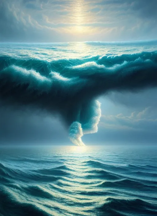 Image similar to A hyper-detailed 3d render like a Oil painting of the Ocean’s dream of The Upward Spiral, surrealism!!!!! surreal concept art, lifelike, photorealistic, digital painting, aesthetic, smooth, sharp focus, Artstation HD, by Greg Rutkowski, Chris Tulloch McCabe, Valentina Remenar and Asher Duran,