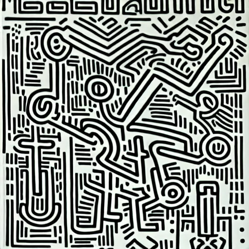 Prompt: final fantasy vii concept art by keith haring