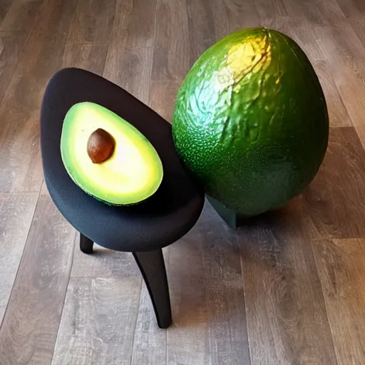 Image similar to a chair shaped like and avocado, 8 k, high definition, highly detailed, photo - realistic