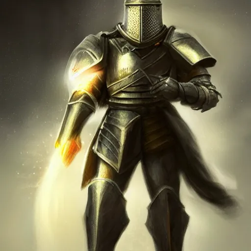 Prompt: an fantastic armored helmetless knight hold a glow white bird, atmospheric, concept art