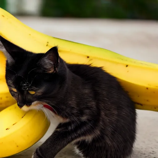 Image similar to cat eating banana