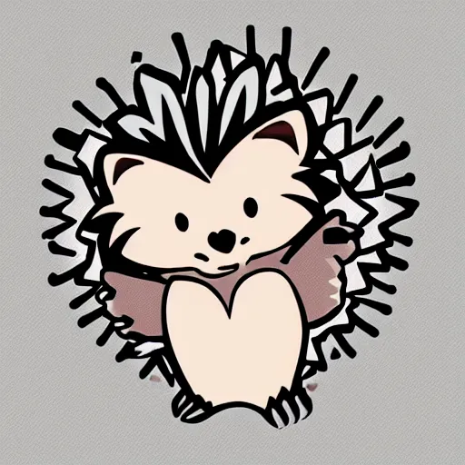 Image similar to cute hedgehog heart love laughing cute adorable emote twitch waving lineart