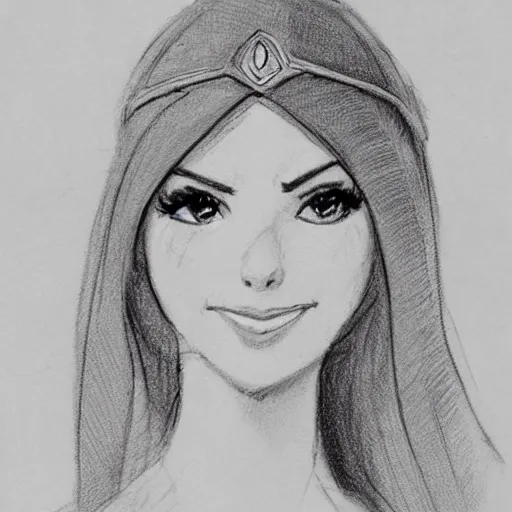 Image similar to milt kahl sketch of victoria justice as princess padme from star wars episode 3