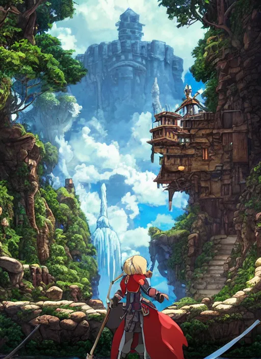 Image similar to studio ghibli pathfinder 2 and illustration of castlevania, unreal engine, hyper realism, realistic shading, cinematic composition, realistic render, octane render, detailed textures, photorealistic, wide shot