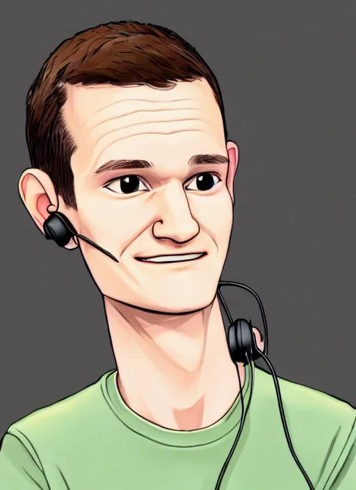 Prompt: vitalik buterin in headphones starring in pixar cartoon. vitalik buterin, medium shot, perfect symmetric face, coherent eyes, pixar cartoon style, beautiful face, fine details., very sharp, 4 k