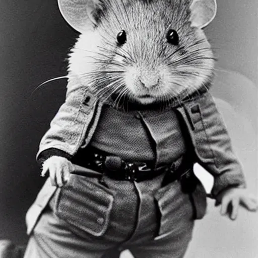 Image similar to a hamster wearing an american military clothes in fighting in ww 2