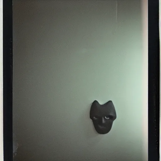 Image similar to a polaroid picture of a creepy face in the corner of a dark room,