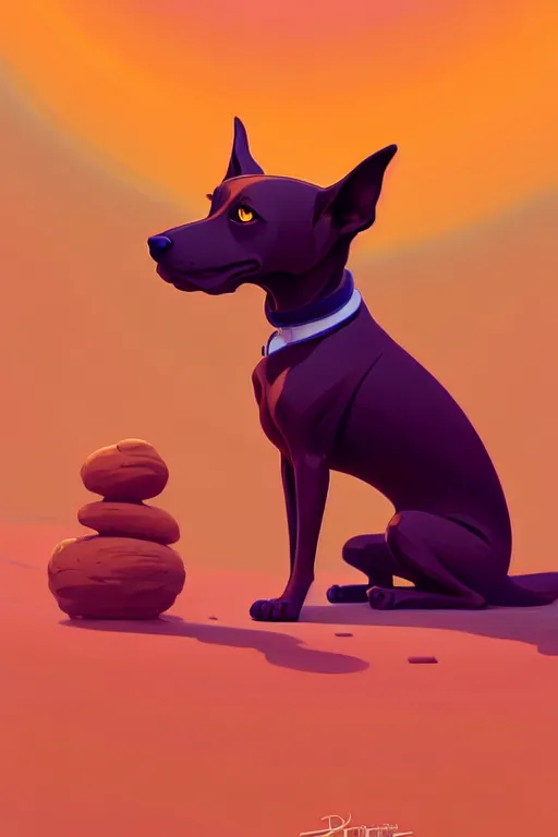 Image similar to smooth dog, desert colors, centered, median photoshop filter cutout vector behance hd by artgerm, jesper ejsing, by rhads, makoto shinkai and lois van baarle, ilya kuvshinov, rossdraws, illustration, art by ilya kuvshinov and gustav klimt