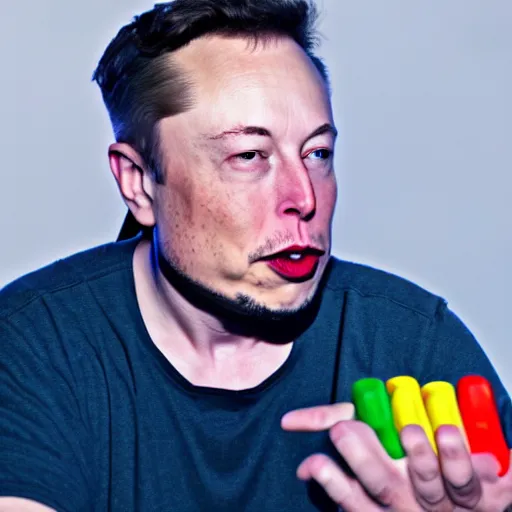Prompt: a man eating crayons, elon musk, 4 k, high quality,