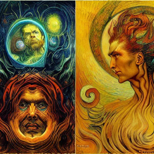 Image similar to Divine Chaos Engine by Karol Bak, Jean Delville, and Vincent Van Gogh, in the style of William Blake and Van Gogh