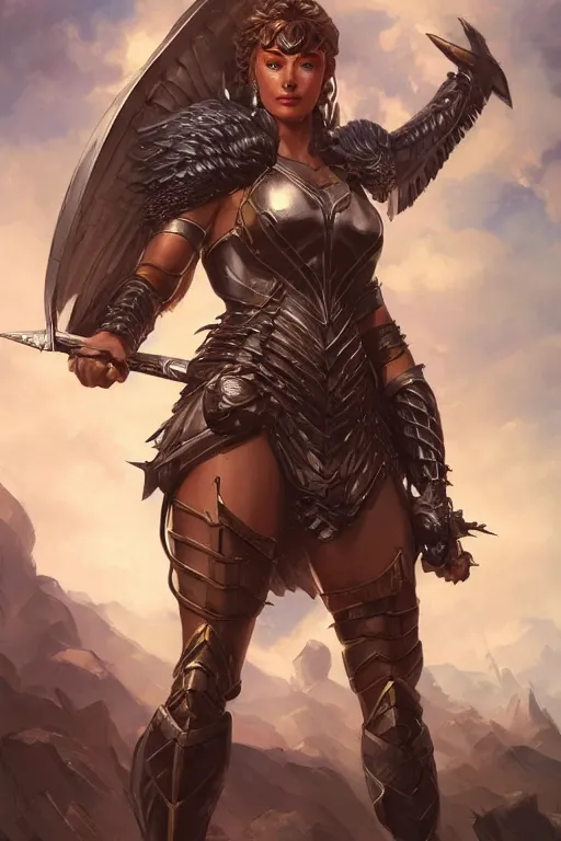 Image similar to amazon valkyrie athena, d & d, fantasy, portrait, highly detailed, headshot, digital painting, trending on artstation, concept art, sharp focus, illustration, art by artgerm and greg rutkowski and magali villeneuve