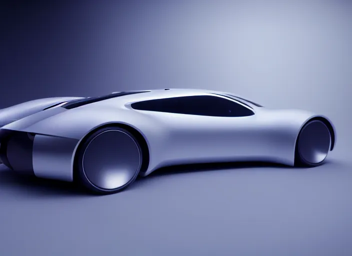 Image similar to futuristic Porsche designed by Apple, studio light, octane render