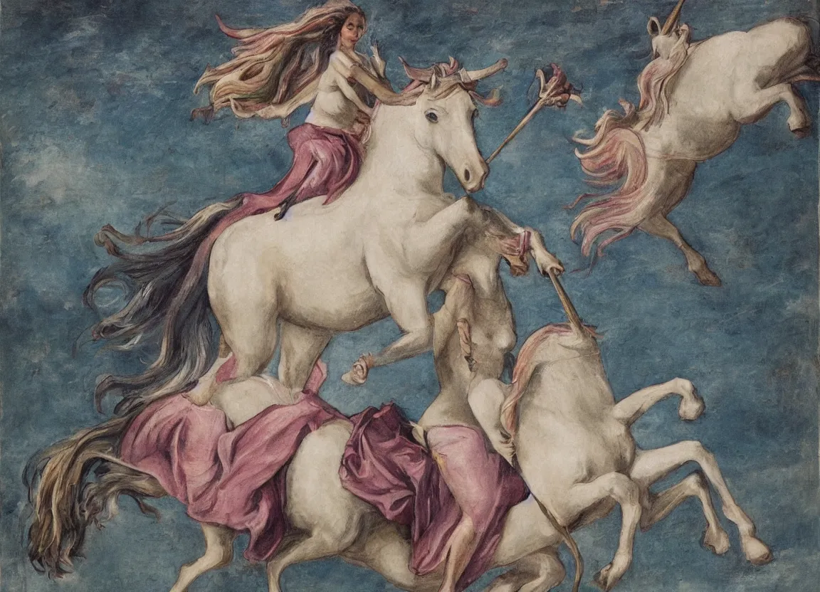 Image similar to woman riding a unicorn