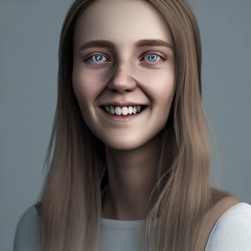 Image similar to woman from scandinavia, daz, 2 0 - years old, smiling and looking, portrait painting, octane render, white background, art