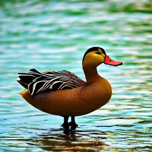 Image similar to duck wearing a fish custome photography 4 k