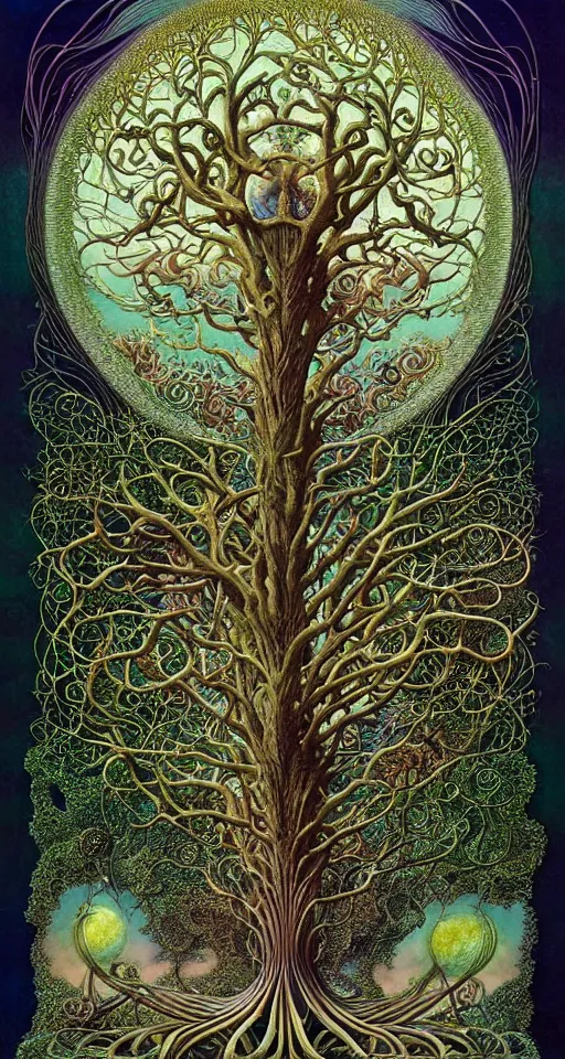 Image similar to tree of life by roger dean and andrew ferez, art forms of nature by ernst haeckel, divine chaos engine, symbolist, visionary, art nouveau, botanical fractal structures, organic, detailed, realistic, surreality