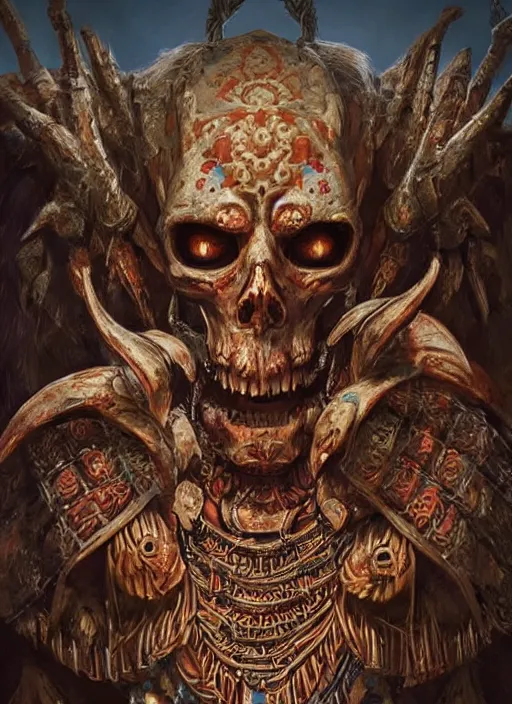 Image similar to digital _ painting _ of _ ah puch mayan god of death _ by _ filipe _ pagliuso _ and _ justin _ gerard _ symmetric _ fantasy _ highly _ detailed _ realistic _ intricate _ port