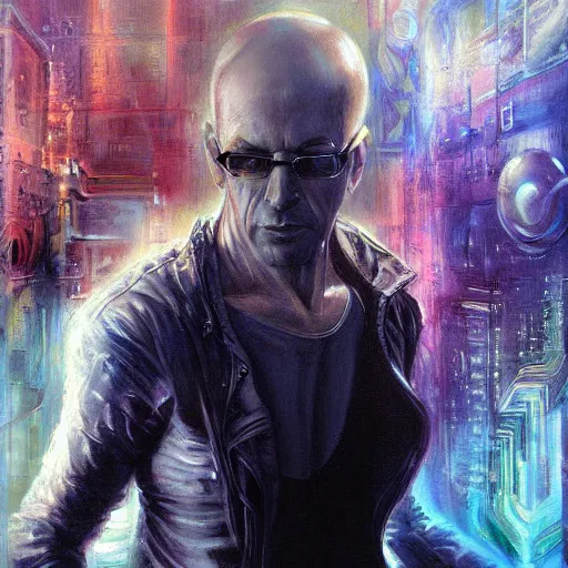 Image similar to neuromancer, painted by stanley artgerm lau