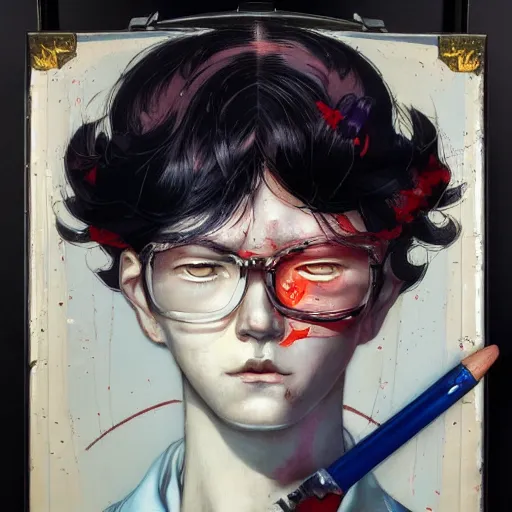 Image similar to prompt : soviet doomer portrait soft light painted by james jean and katsuhiro otomo and erik jones, inspired by akira anime, smooth face feature, intricate oil painting, high detail illustration, sharp high detail, manga and anime 1 9 9 9