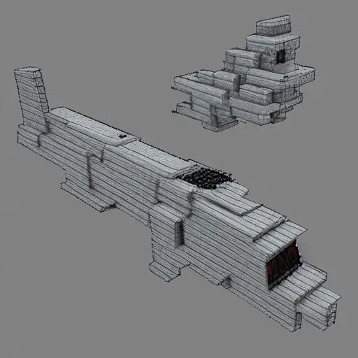 Image similar to gray minecraft spaceship
