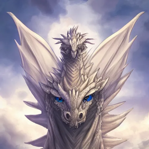 Prompt: a majestic and friendly cloud dragon, portrait