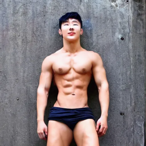 Prompt: korean muscle boy 2 1 years old