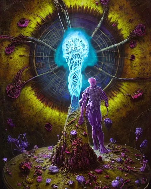 Image similar to the platonic ideal of flowers, rotting, insects and praying of cletus kasady carnage thanos dementor doctor manhattan chtulu mandelbulb spirited away lichen mandala bioshock davinci heavy rain the witcher botw, d & d, fantasy, ego death, decay, dmt, psilocybin, art by greg rutkowski and anders zorn