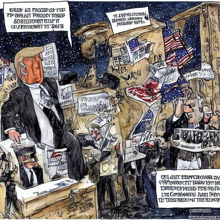 Image similar to Ben garrison political cartoon about the FBI raiding Donald Trump's mar-a-lago resort