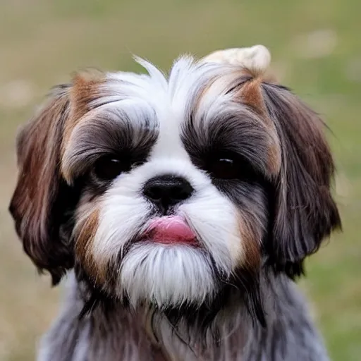 Prompt: a shih tzu, mixed with a goat