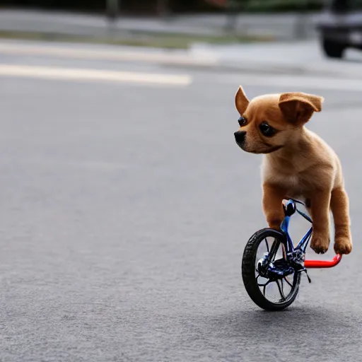 Image similar to puppy riding a bike realistic 4 k