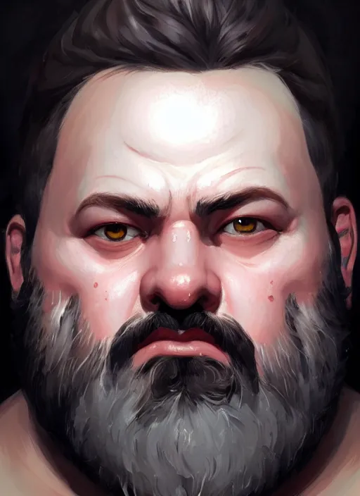 Image similar to a _ fantasy _ style _ portrait _ painting _ of white male short black hair chubby disconnected beard round face, rpg dnd oil _ painting _ unreal _ 5 _ daz. _ rpg _ portrait _ extremely _ detailed _ artgerm _ greg _ rutkowski _ greg